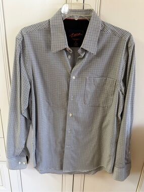 Engara Men's Long-Sleeve Black & White Houndstooth Dress Shirt